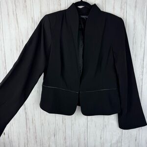 Eileen Fisher Black Leather Trim Blazer Small